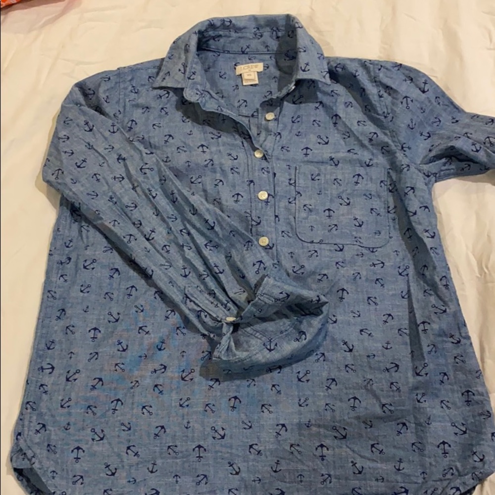 J Crew button shirt with anchors.